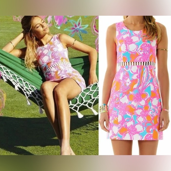 Lilly Pulitzer Dresses & Skirts - Lilly Pulitzer Pink Orange Blue Floral Cutout Mini Dress